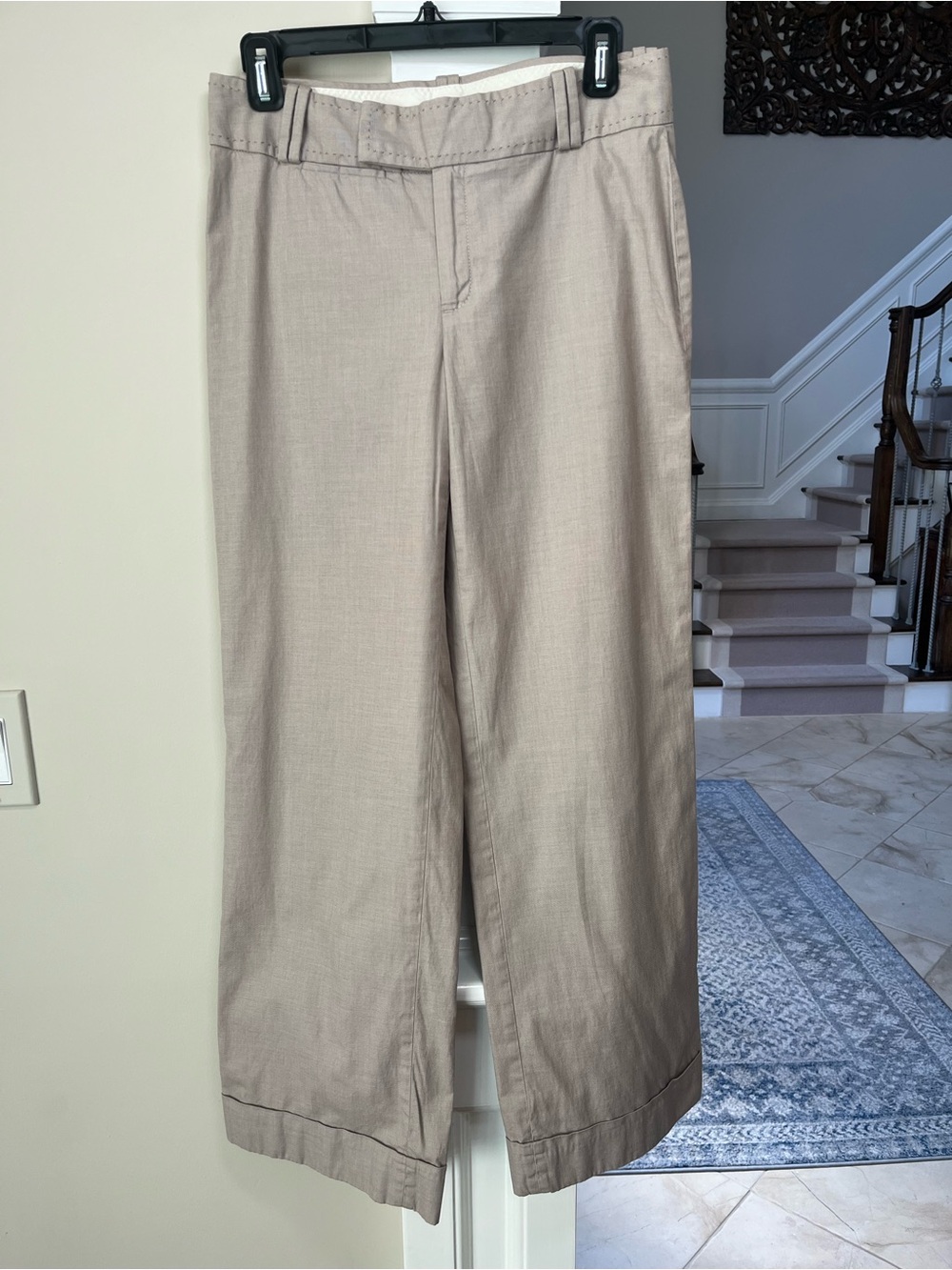 Banana Republic Jackson Fit Pants 6P Petite Taupe Wide Leg Stretch Cotton